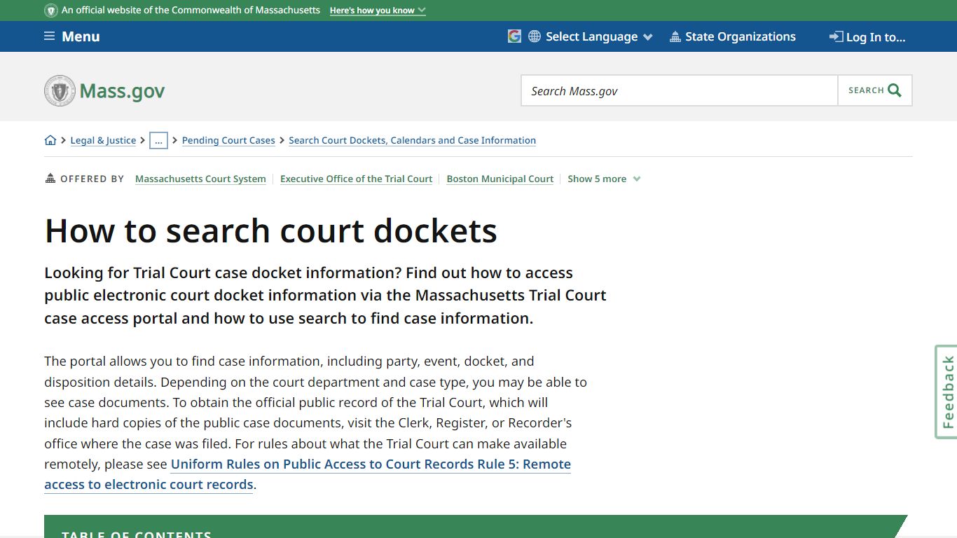 How to search court dockets | Mass.gov